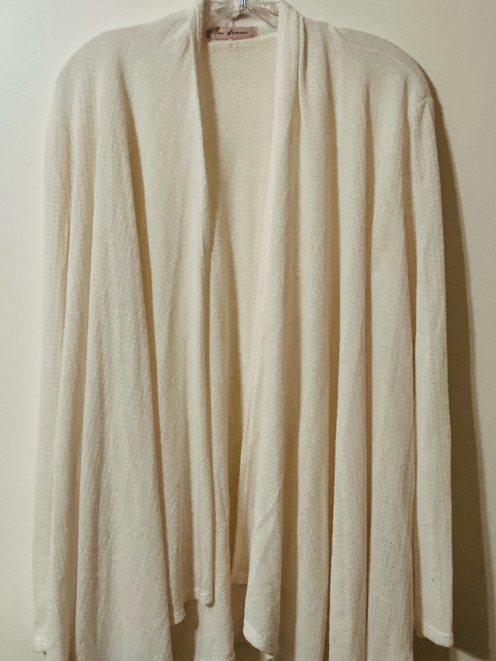 Ces Femme Open-Front Cream Knit Lightweight Cardigan Size Large